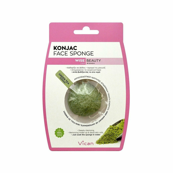 VICAN wise beauty konjac face sponge with pink clay powder 1τμχ