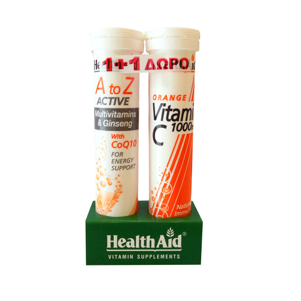 HEALTH AID promo A to Z active multivitamins 20eff. tabs & δώρο vitamin C 1000mg πορτοκάλι 20eff.tabs
