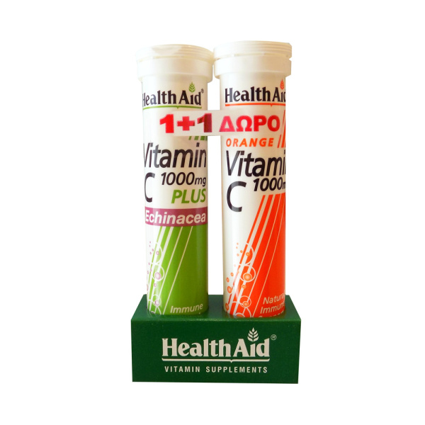 HEALTH AID promo vitamin C 1000mg plus echinacea 20eff. tabs & δώρο vitamin C 1000mg με γεύση πορτοκάλι 20eff. tabs