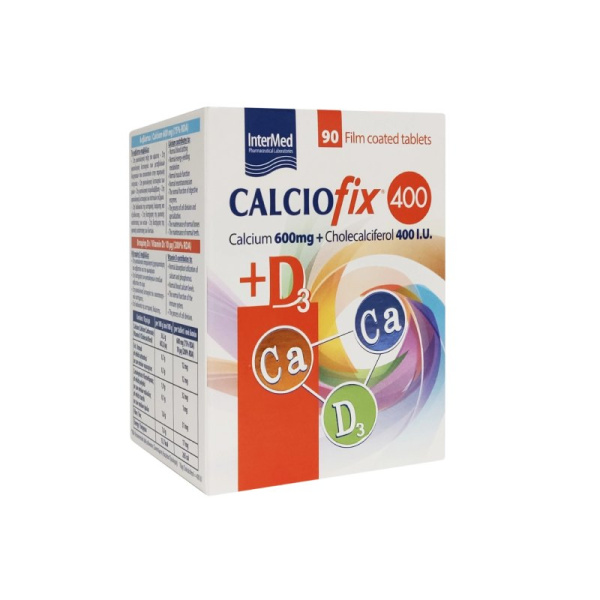 INTERMED calciofix 400 συμπλήρωμα διατροφής ασβεστίου & βιταμίνης D3 90tabs