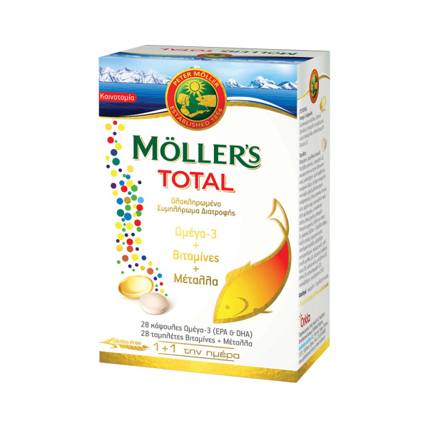 MOLLER'S total 28caps Ω3 + 28tabs βιταμίνες & μέταλλα