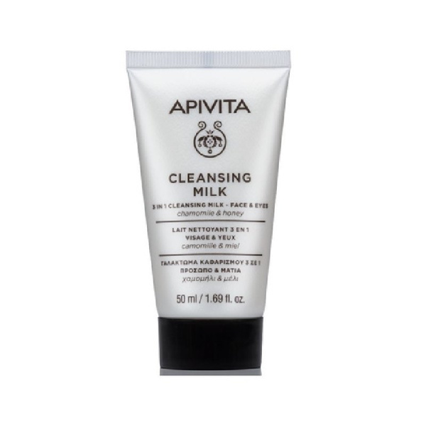 APIVITA mini cleansing milk 3in1 face & eyes με χαμομήλι-μέλι 50ml