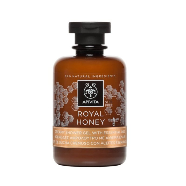 APIVITA αφρόλουτρο royal honey κρεμώδες με μέλι & αιθέρια έλαια 250ml