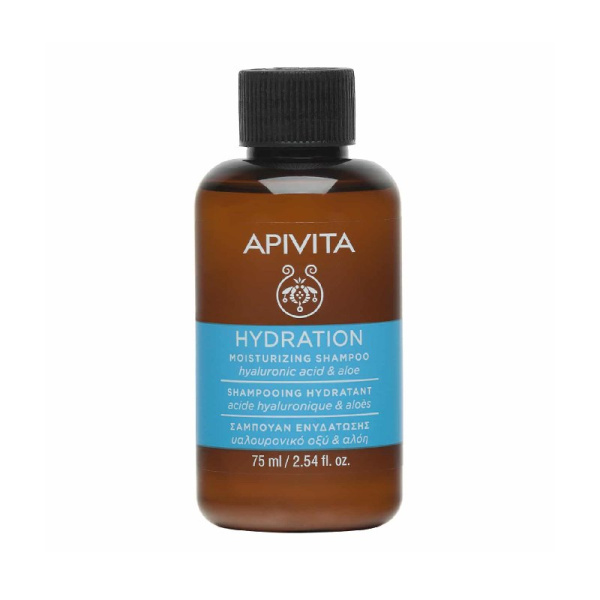 APIVITA σαμπουάν moisturizing με υαλουρονικό οξύ & αλόη mini 75ml