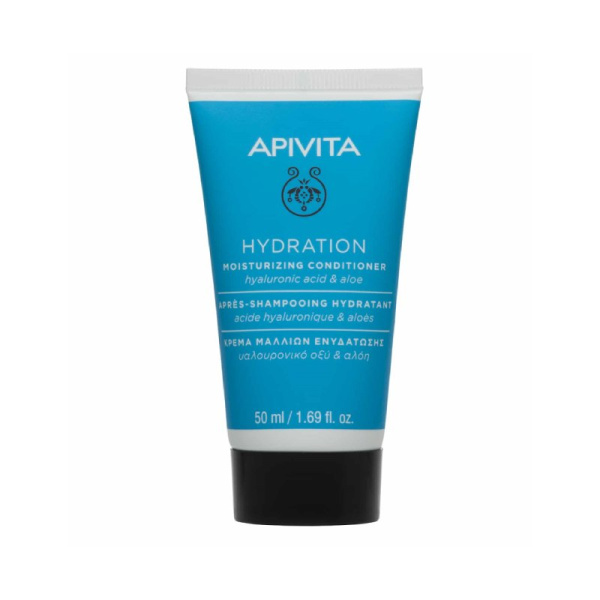 APIVITA conditioner moisturizing μαλακτική κρέμα ενυδάτωσης για όλους τους τύπους μαλλιών υαλουρονικό οξύ & αλόη mini 50ml