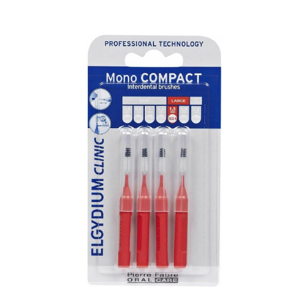 ELGYDIUM clinic mono compact 0.7mm red μεσοδόντια βουρτσάκια 4τμχ