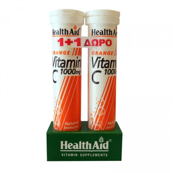 HEALTH AID promo vitamin C 1000mg με γεύση πορτοκάλι 20eff. tabs 1+1 δώρο