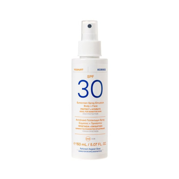 KORRES sunscreen yoghurt emulsion spray face & body spf30 150ml