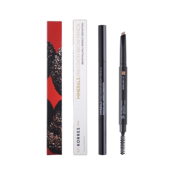 KORRES minerals precision brow pencil, μολύβι φρυδιών 03 light shade 0.2gr