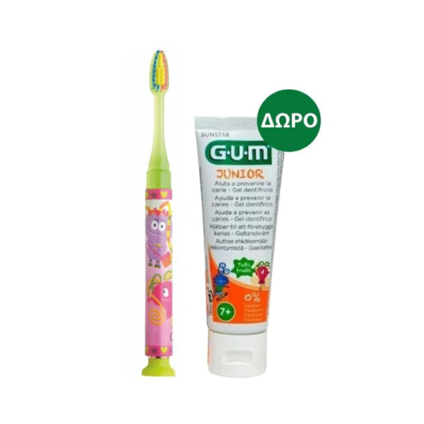 GUM promo οδοντόβουρτσα junior light-up & δώρο οδοντόκρεμα 7year+