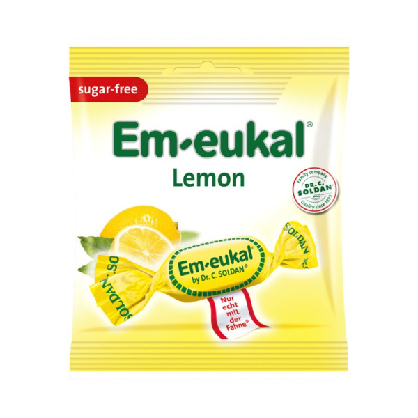 EM-EUKAL καραμέλες για τον πονόλαιμο & τον βήχα με λεμόνι χωρίς ζάχαρη 50gr