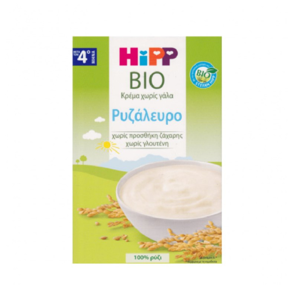 HIPP bio κρέμα ρυζάλευρο χωρίς ζάχαρη 200gr