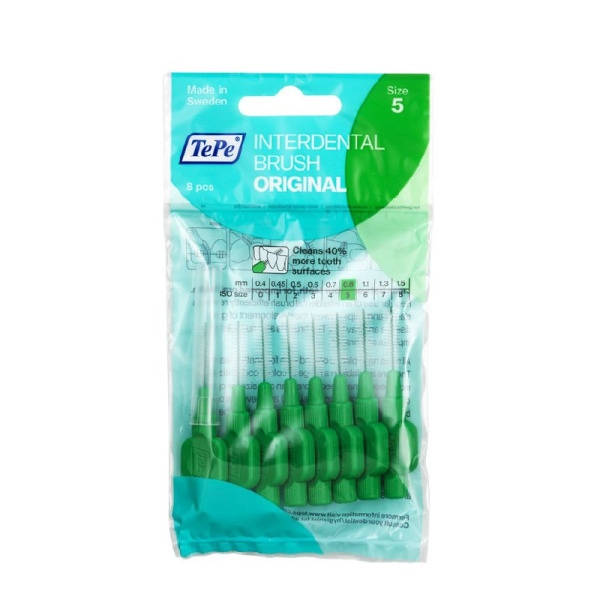 TEPE μεσοδόντια βουρτσάκια 0,8mm size 5, πράσινο 8τμχ