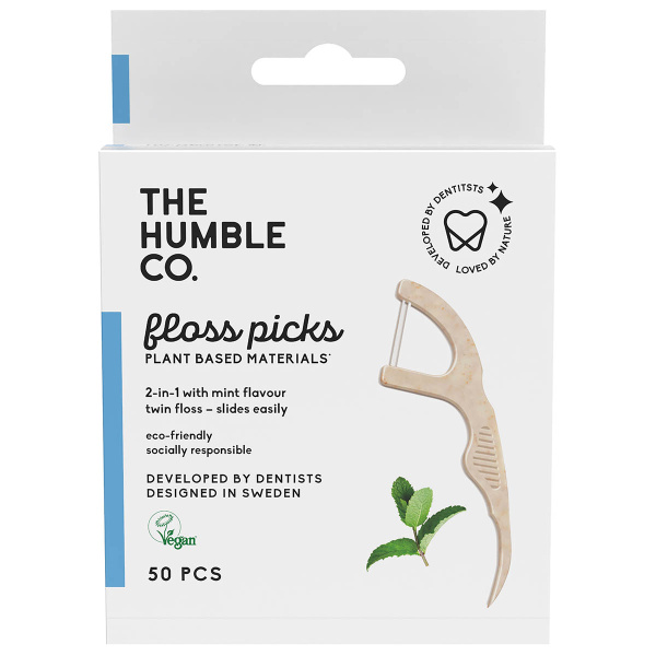 THE HUMBLE CO. dental floss picks με γεύση μέντα 50τμχ