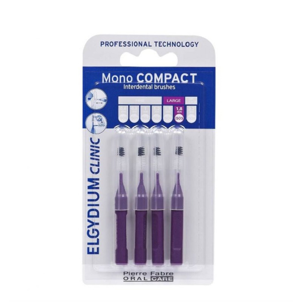 ELGYDIUM clinic mono compact 0.8mm purple μεσοδόντια βουρτσάκια 4τμχ