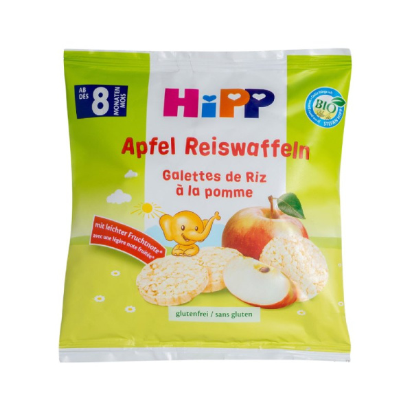 HIPP παιδικές ρυζογκοφρέτες μήλου από τον 8ο μήνα 30gr
