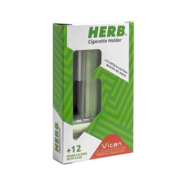 HERB cigarette holder ανταλλακτικά φίλτρα με θήκη 12τμχ