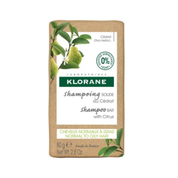 KLORANE shampoo bar cedrat στέρεο σαμπουάν με κίτρο για κανονικά μαλλιά με τάση λιπαρότητας 80gr