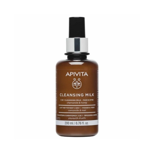 APIVITA cleansing milk γαλάκτωμα καθαρισμού προσώπο & μάτια με χαμόμήλι & μέλι 200ml