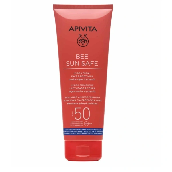 APIVITA bee sun safe hydra fresh face & body milk ενυδατικό αντηλιακό γαλάκτωμα για πρόσωπο & σώμα spf50 200ml