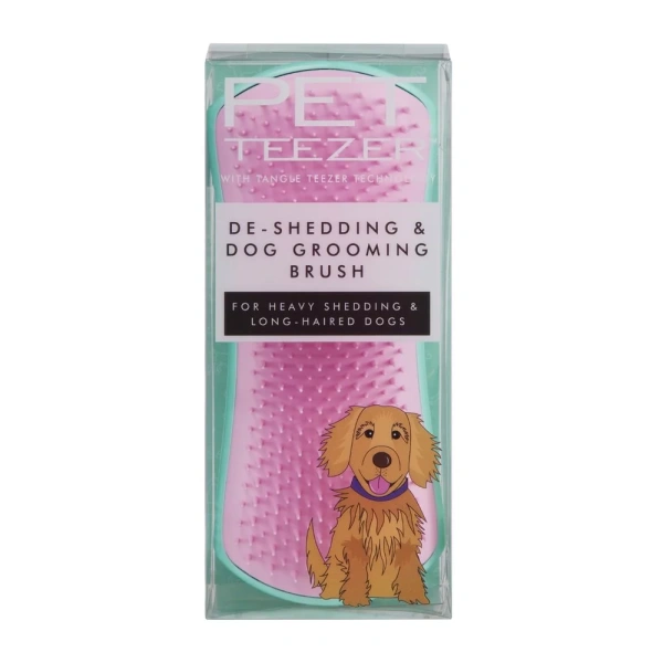 PET TEEZER deshedding mint/pink medium-large βούρτσα για σκύλους 1τμχ