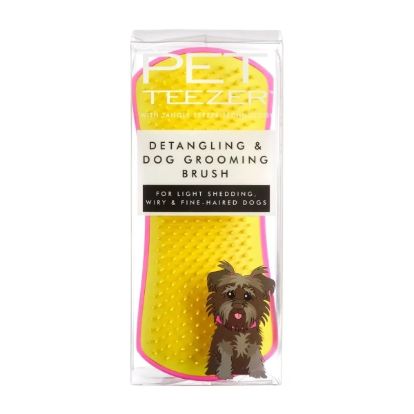 PET TEEZER detangling pink/yellow medium-large βούρτσα για σκύλους 1τμχ