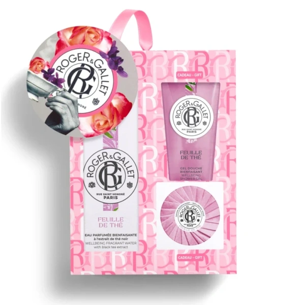 ROGER & GALLET promo feuille de the eau parfumee 100ml & shower gel 50ml & soap 50g