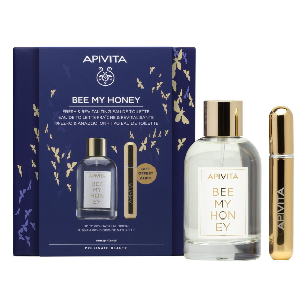 APIVITA promo bee my honey eau de toilette 100ml & δώρο επαναγεμιζόμενο σπρέι αρώματος 8ml