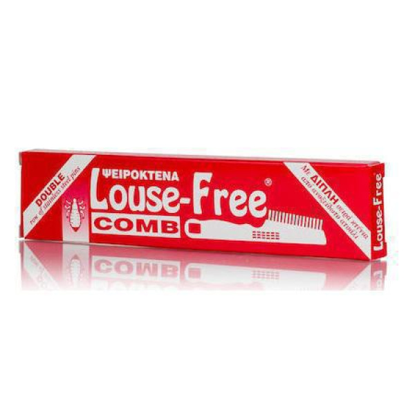 LOUSSE-FREE comb ψειρόκτενα με διπλή σειρά από ανοξείδωτο ατσάλι κόκκινο 1τμχ