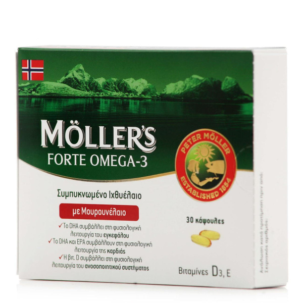 MOLLER'S forte omega-3 συμπυκνωμένο ιχθυέλαιο & μουρουνέλαιο 30caps