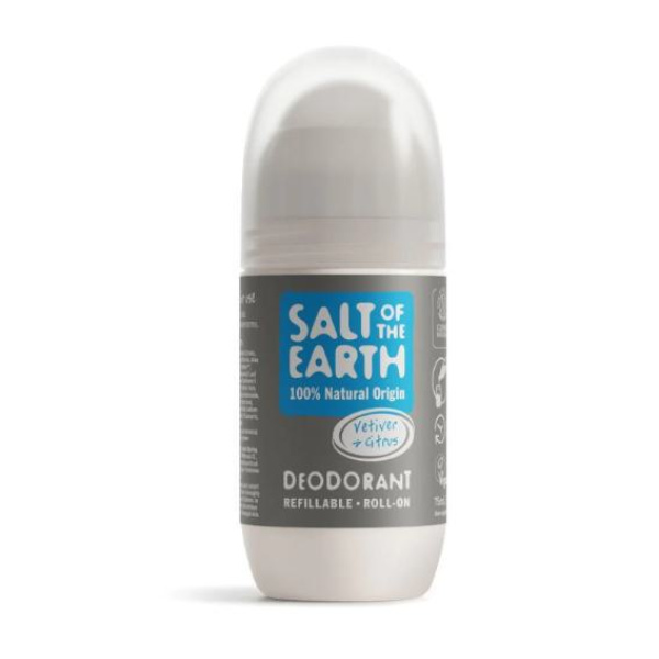 SALT OF THE EARTH deodorant refillable roll-on φυσικό αποσμητικό επαναγεμιζόμενο vetiver & citrus 75ml