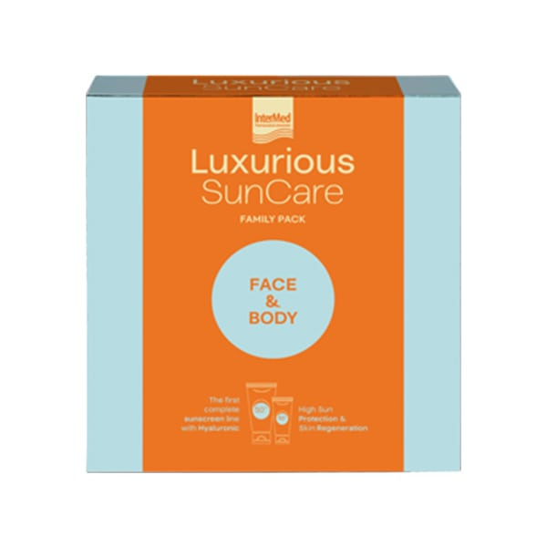 INTERMED promo luxurious suncare family pack face & body high protection sun protection body cream spf50 200ml + face cream spf50 75ml