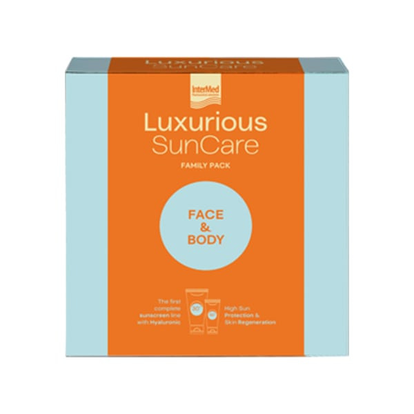 INTERMED promo luxurious suncare family pack face & body sun protection body cream spf30 200ml + high protection face cream spf50 75ml