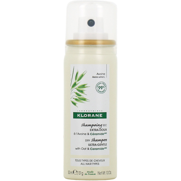 KLORANE dry shampoo oat & ceramidine all hair types ξηρό σαμπουάν με βρώμη για όλους τους τύπους μαλλιών 50ml