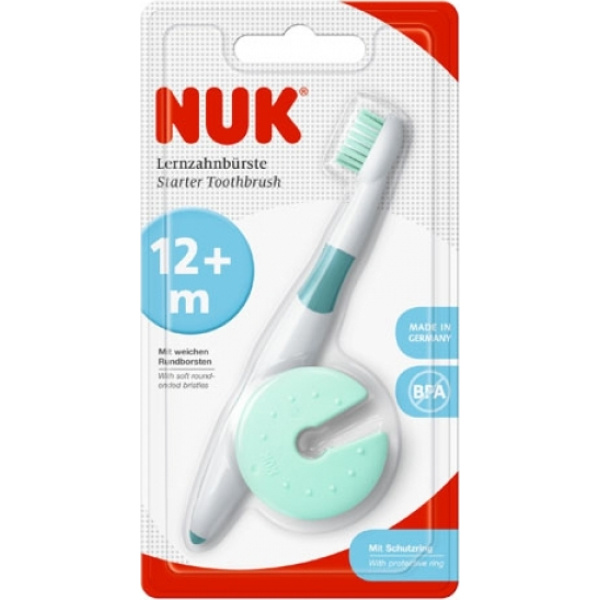 NUK εκπαιδευτική ανατομική οδοντόβουρτσα με προστατευτικό δακτύλιο 12m+