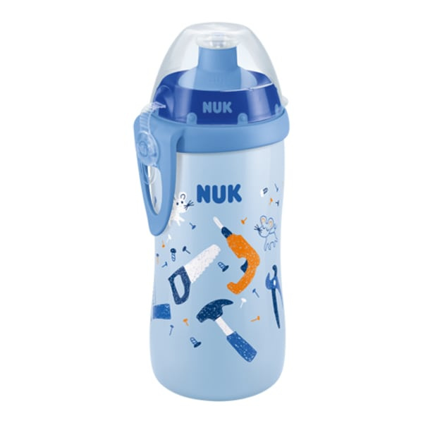 NUK παγουράκι first choice junior cup push - pull 18m+  blue/pink 300ml