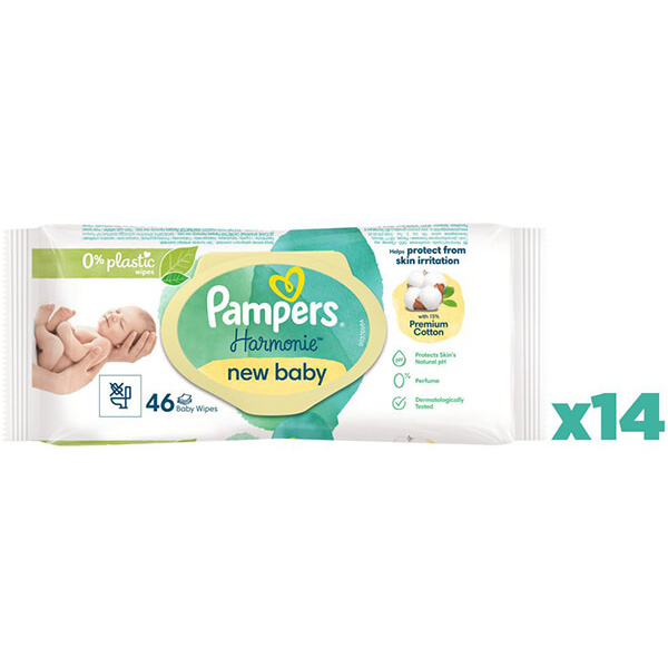 PAMPERS μωρομάντηλα harmonie new baby wipes 14x46τμχ