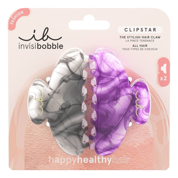 INVISIBOBBLE clipstar the stylish hair claw my rainbow  κλάμερ μαλλιών μαύρο & μωβ 2τμχ