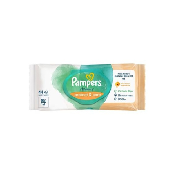 PAMPERS μωρομάντηλα harmonie protect & care 44τμχ